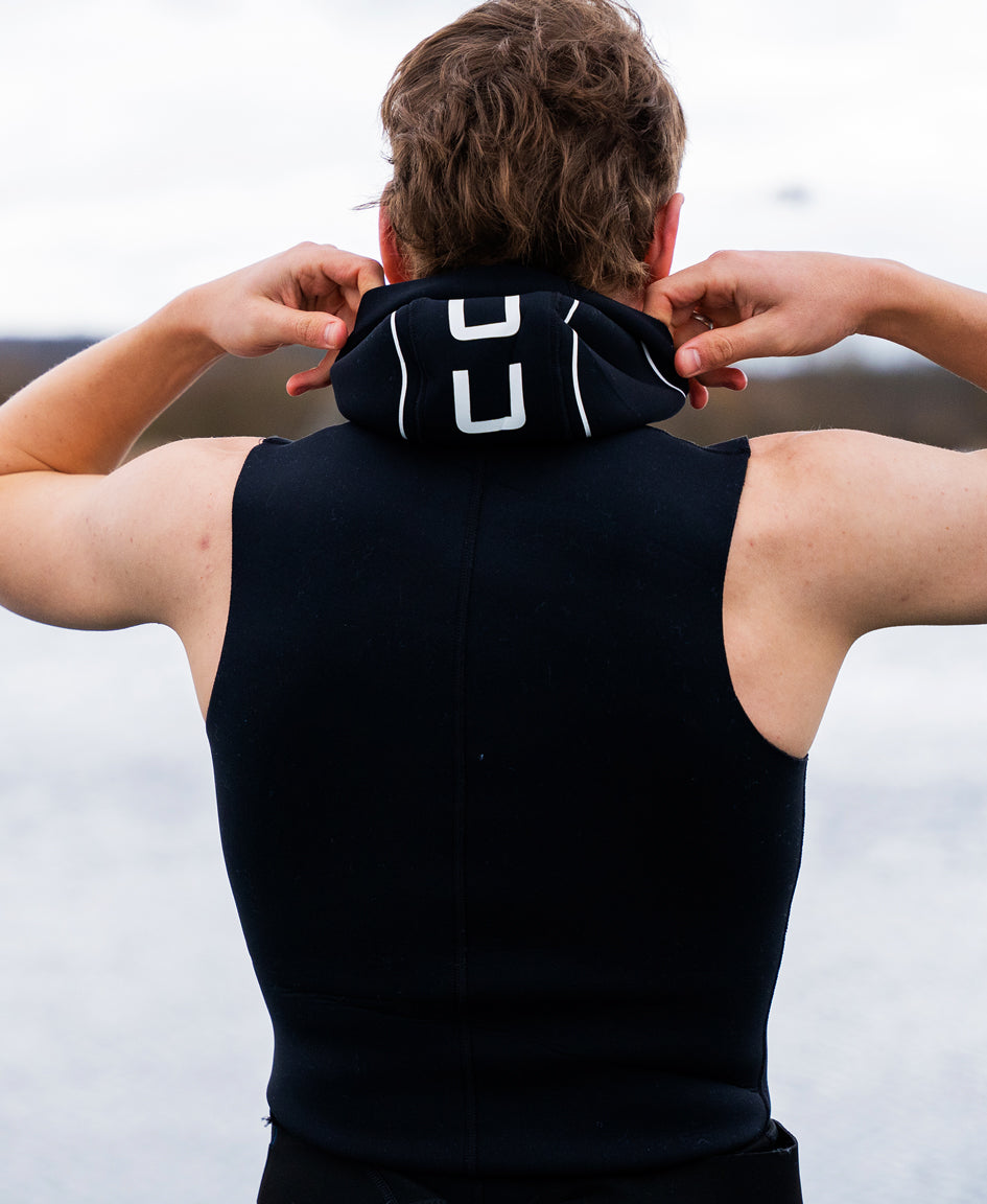 HUUB Hooded Neoprene Vest Unisex – full head and torso swim warmth, open water thermal