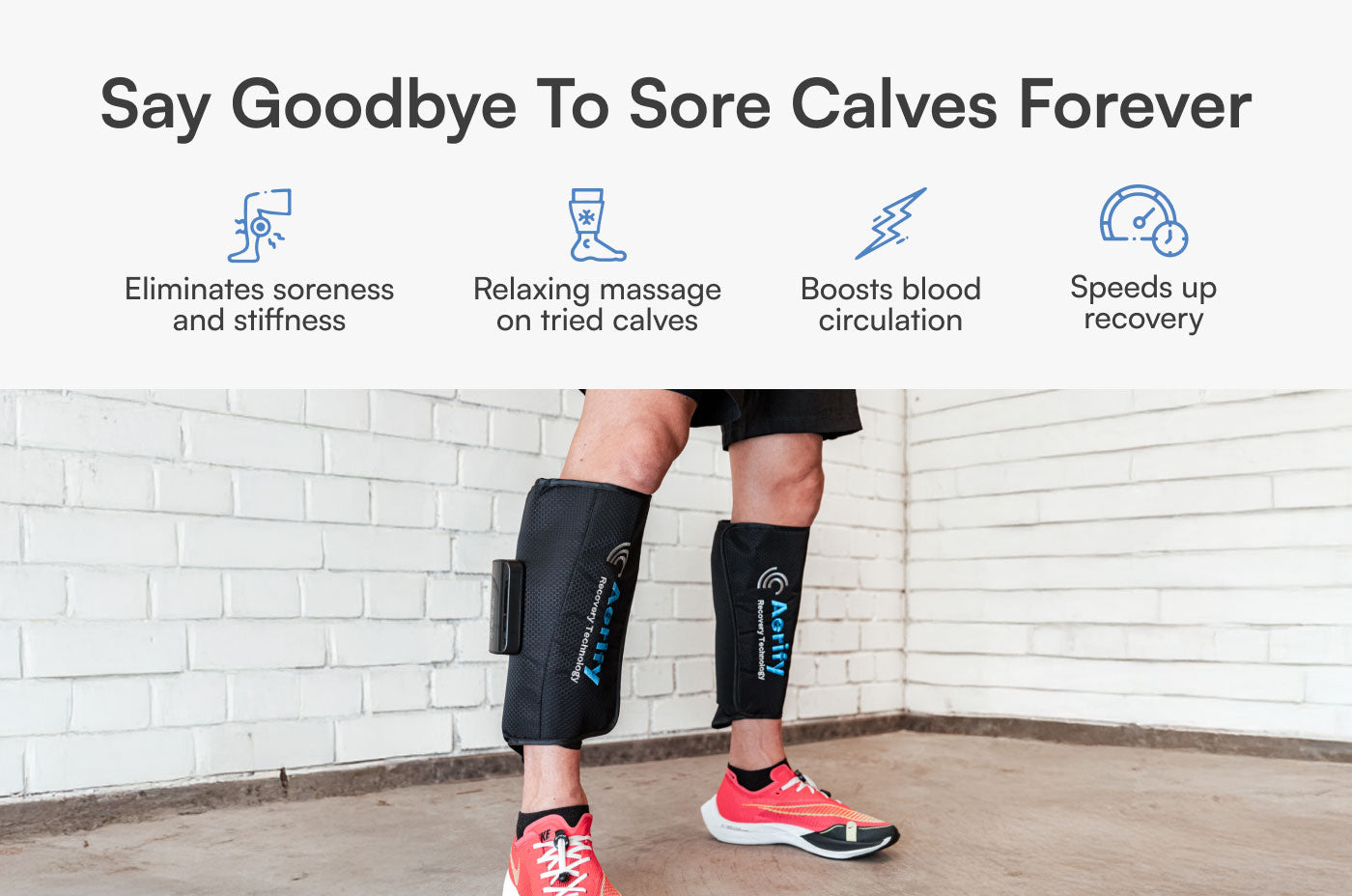 Aerify Air Compression Calf Sleeves portable heat & massage wireless recovery system