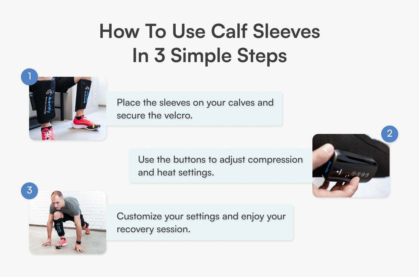 Aerify Air Compression Calf Sleeves portable heat & massage wireless recovery system