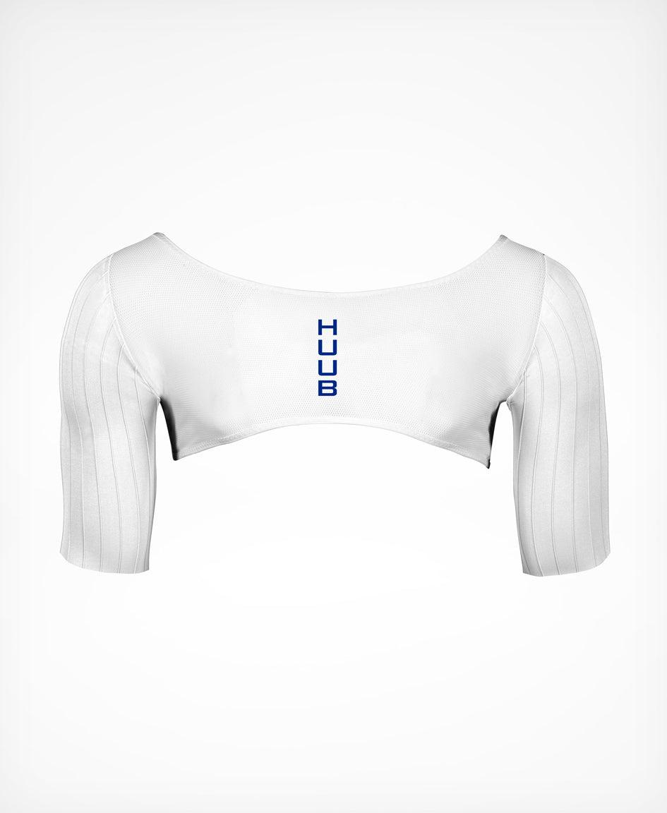 HUUB Aero-Bridge Base Layer Half Sleeve, patented suspension technology, wind tunnel, Olympic proven, white base layer.