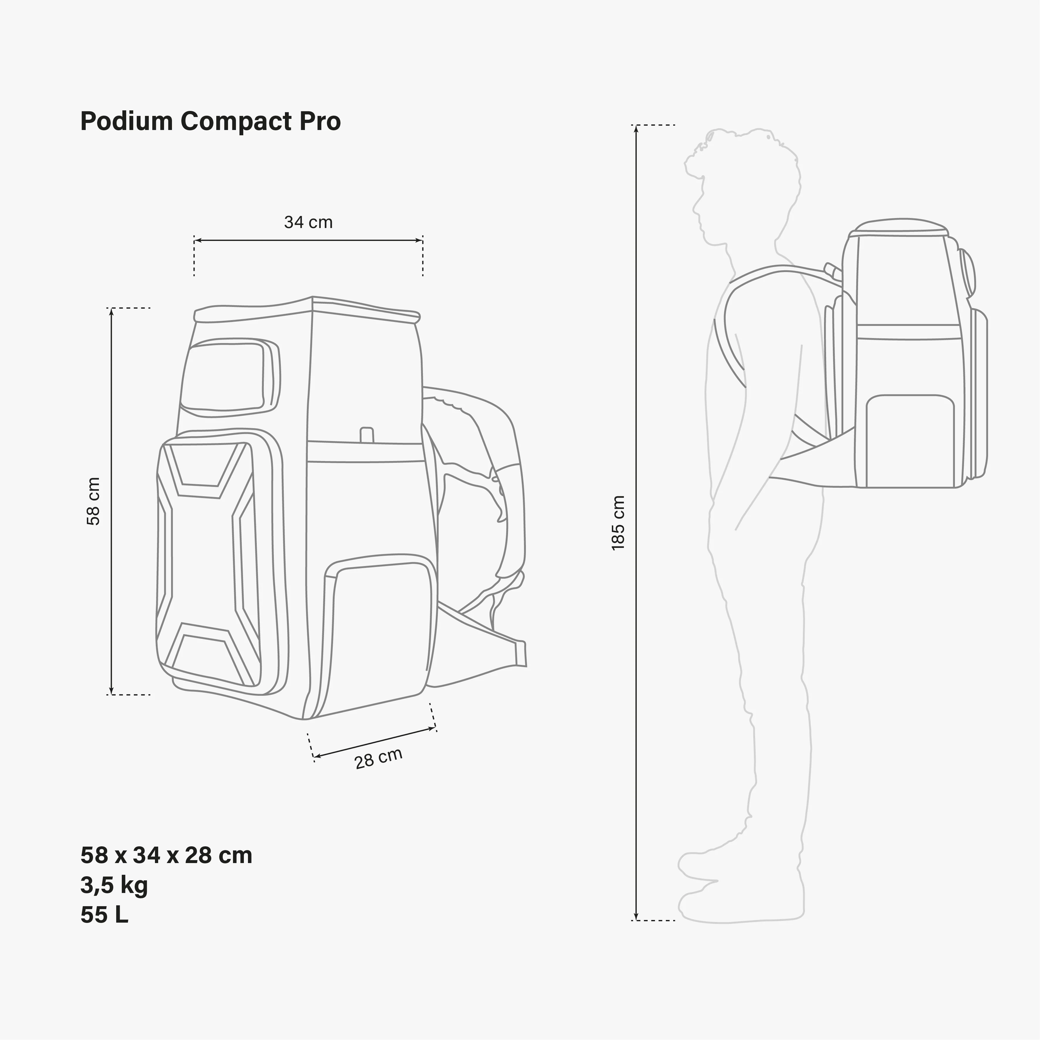 Podium Compact Sports Backpack - 55L