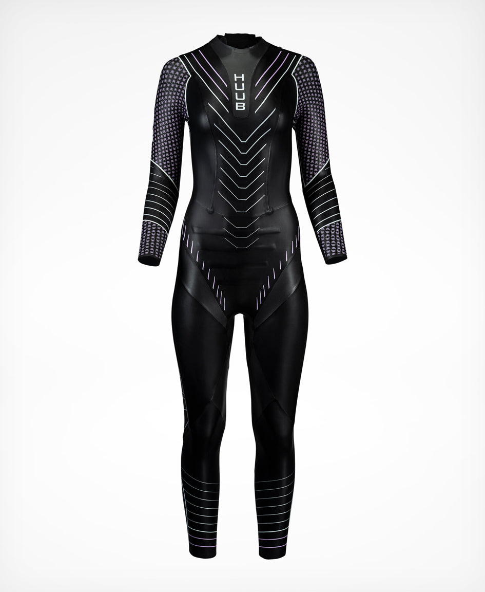 HUUB Pinnacle Wetsuit Women’s triathlon suit with Core Control and +43 Foam, silver/yellow