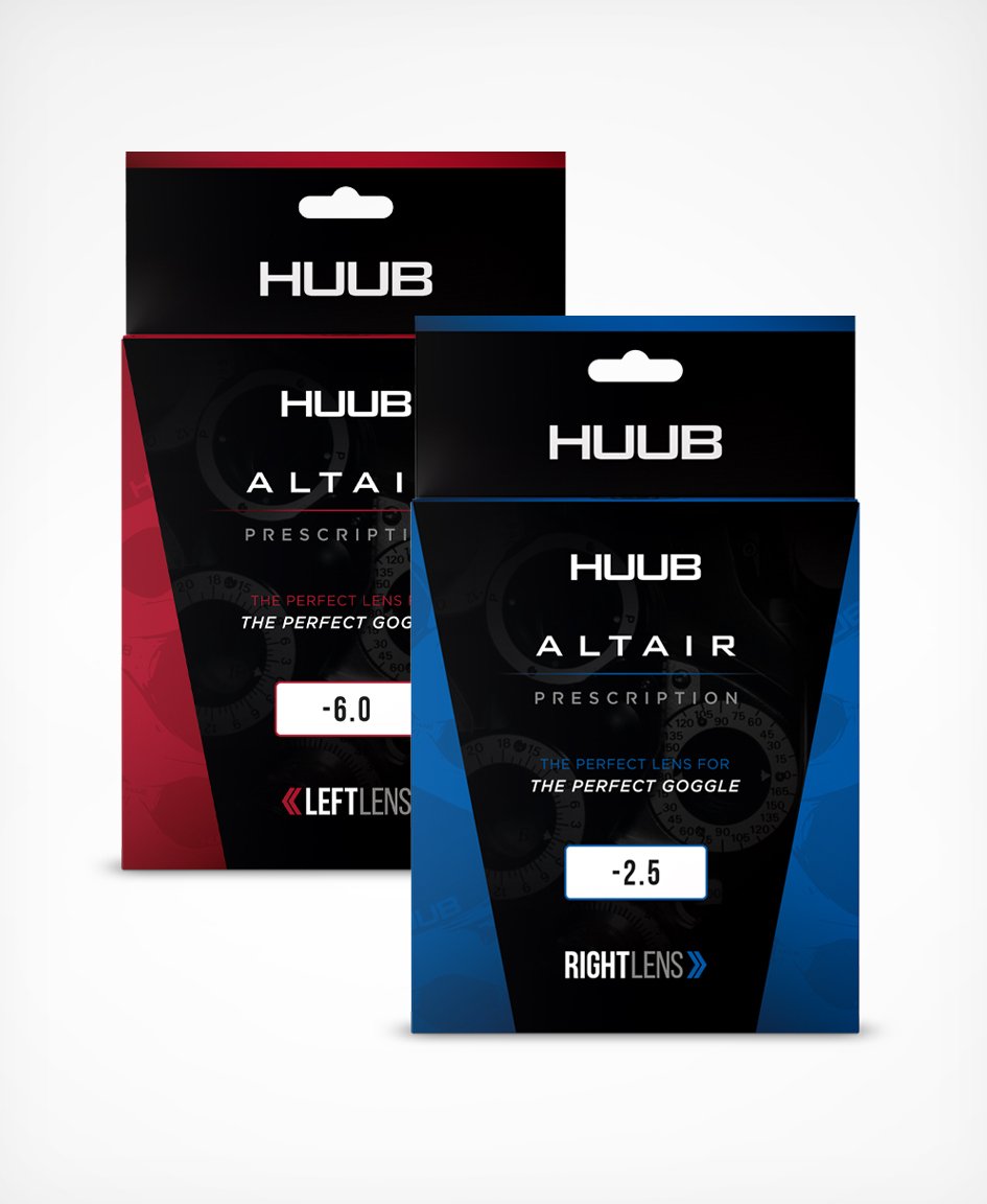 HUUB Altair Prescription Swim Lenses, smoke UV, anti-fog, left and right fit